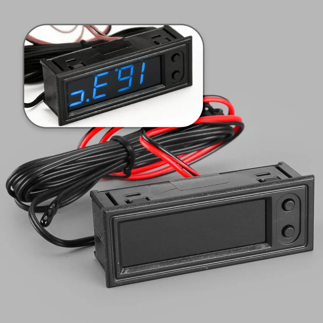 Termometro universale 3 in 1 per auto 12V + voltmetro + orologio con display digitale a LED blu