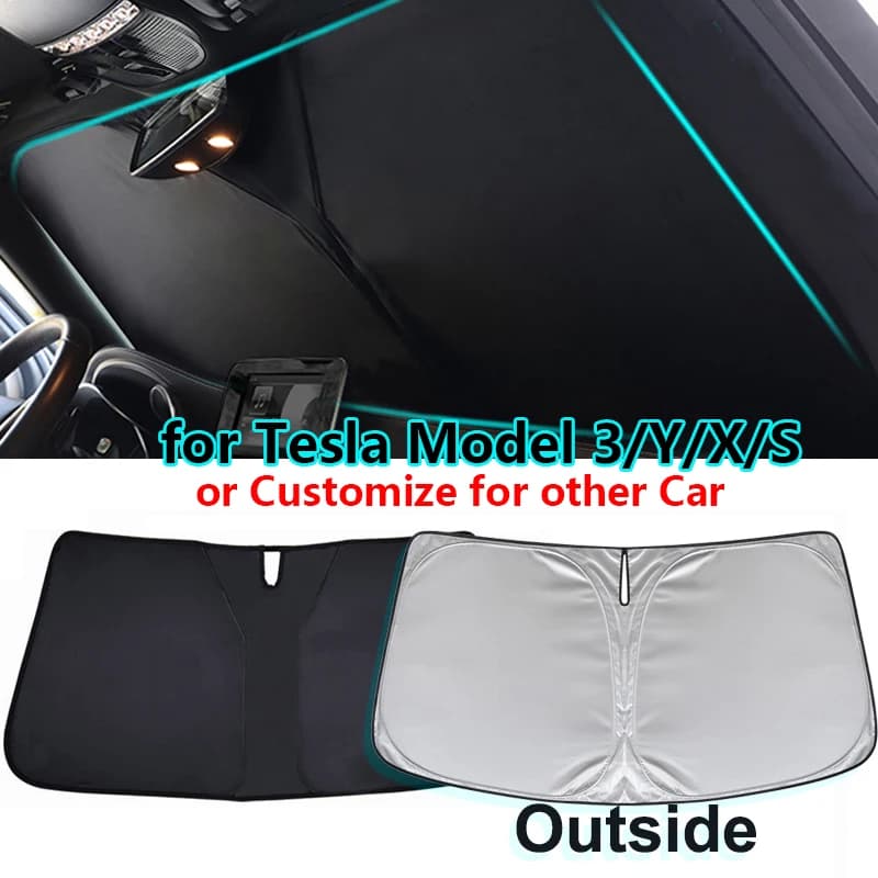 Per Tesla Modello 3 + Y Juniper 2024 2025 Parabrezza anteriore posteriore Parasole Anti-UV Visiera parasole Copertura di protezione dello schermo Parasole per auto