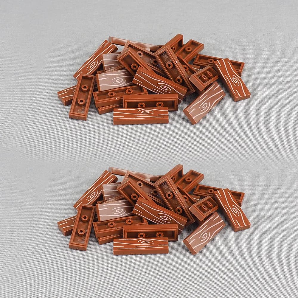 MOC 10PCS 63864 Stampato Grano di Legno Pavimento Modello Building Blocks 2431 Corrispondenza Accessori Compatibili Giocattoli FAI DA TE Per Bambini Regalo Del Capretto
