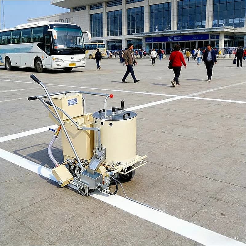 Hand Push Road Marking Machine Thermoplastic Line Striper With Glass Bead Spreader For Highway Zebra Crossing Arrow Customized