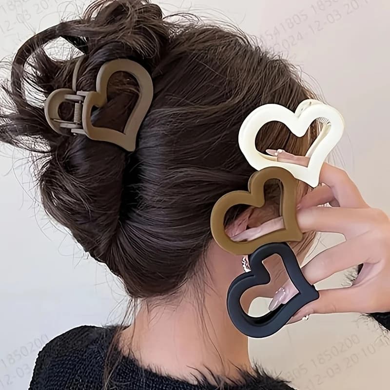 Fermaglio per capelli leggero a forma di cuore, alla moda e semplice, fermagli per capelli in tinta unita, adatti per le uscite quotidiane e per abbinare il trucco.