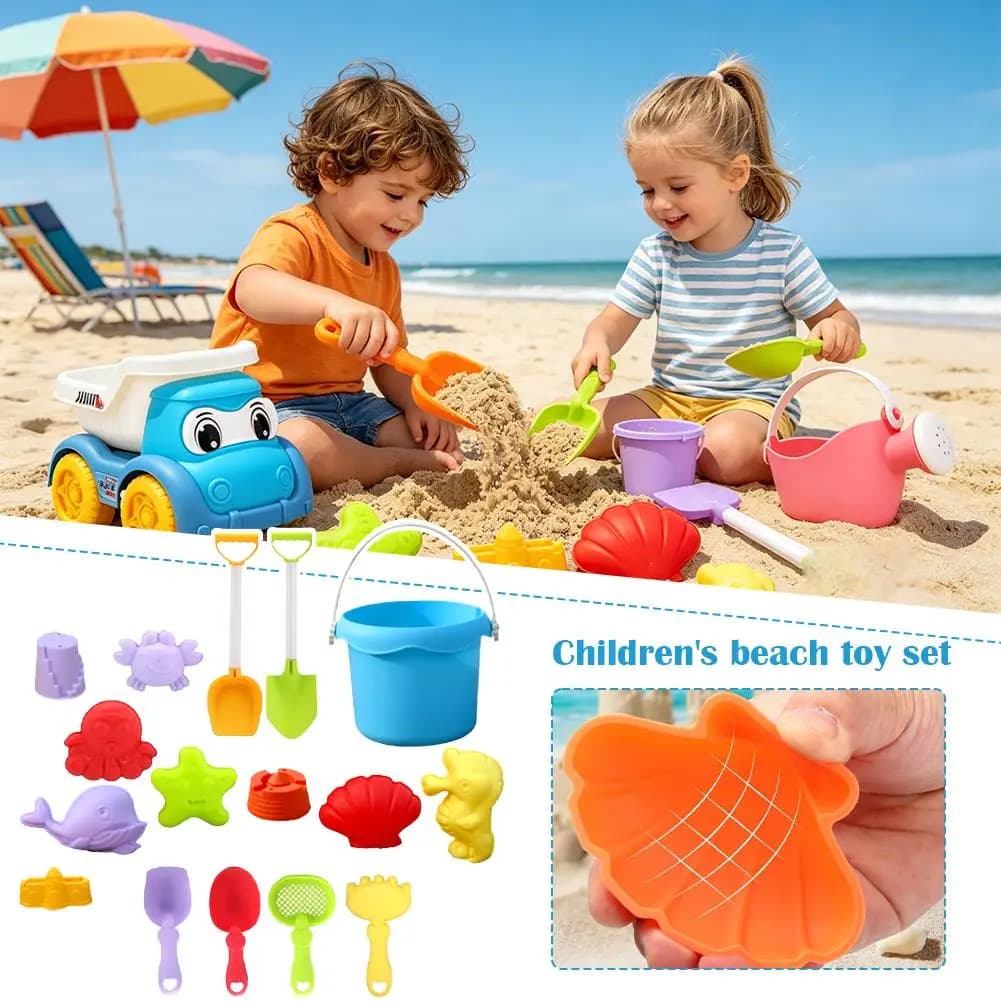 Set di Giocattoli da Spiaggia per Bambini, ATV, Attrezzi per Scavare Sabbia e Acqua, Secchiello da Spiaggia, Clessidra, Paletta, Strumenti per Giochi sulla Sabbia, Regali per Bambini