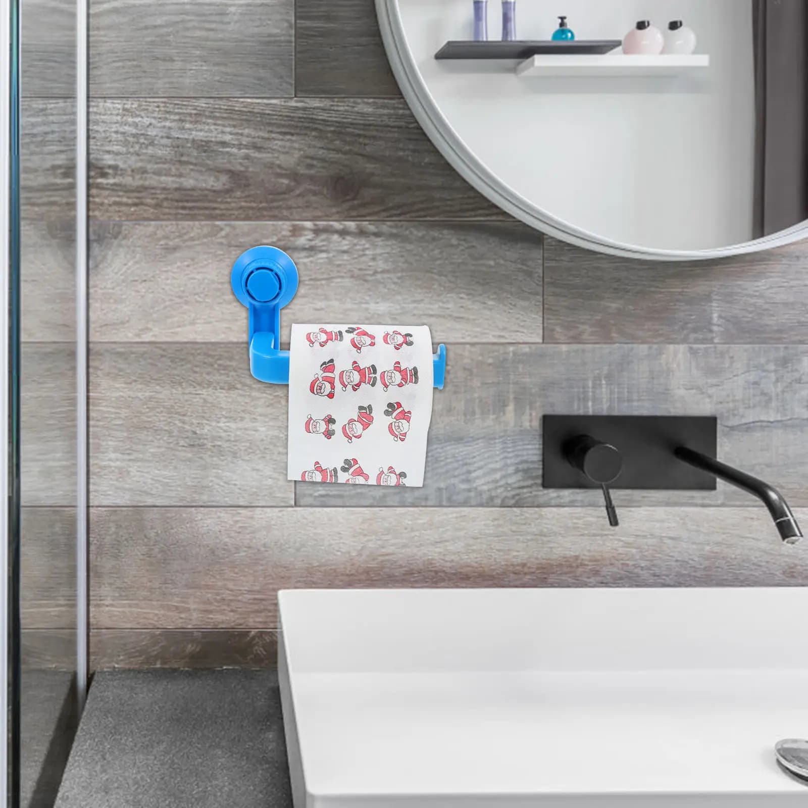Wall Mounted Toilet Paper Holder Suction Cup Paper Towel Holder No Drill Bathroom Kitchen Tissue Dispenser Strong Suction Easy