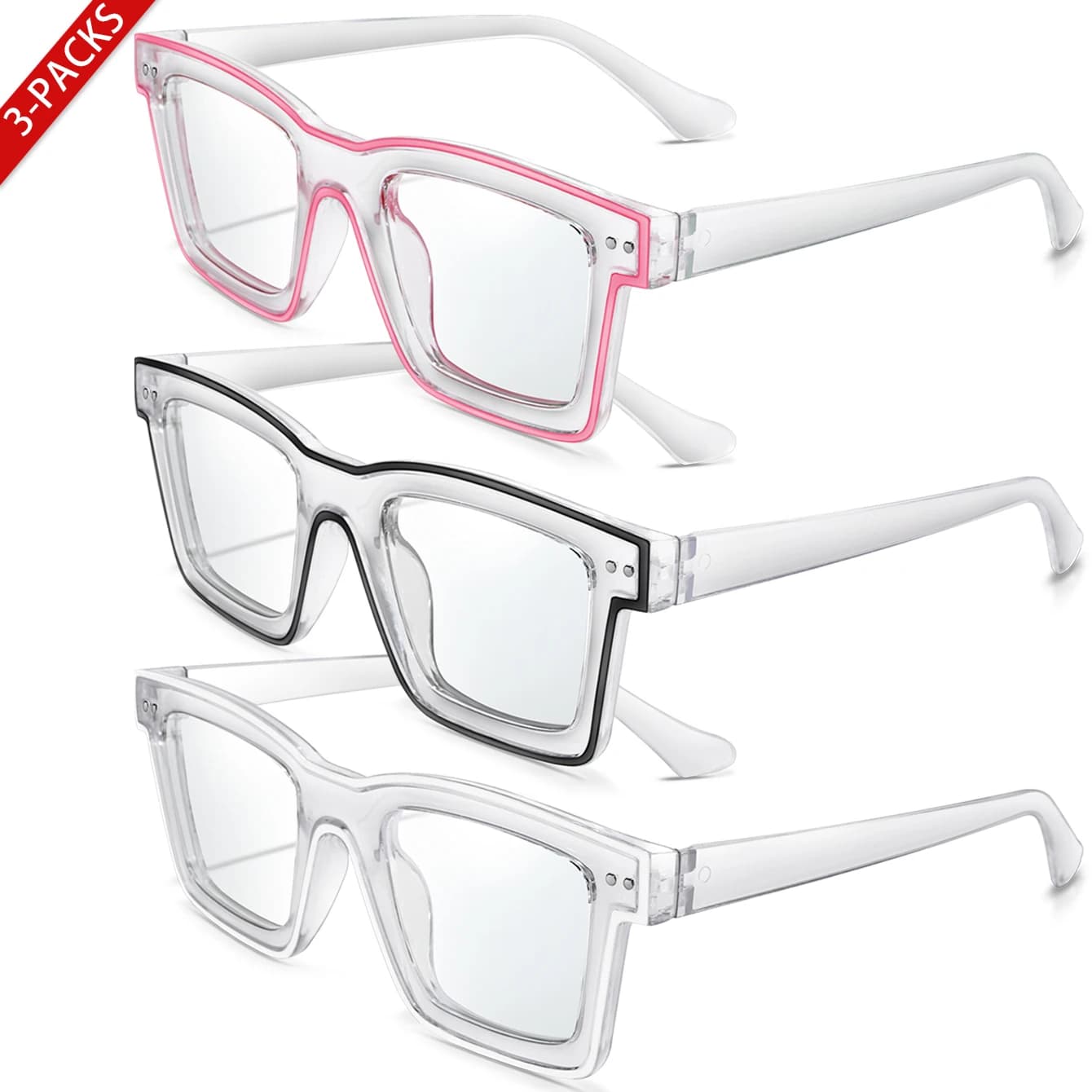 3 pairs of fashionable casual sunglasses for women, large transparent shades, glasses, daily outfit, shopping, selfie, hiking, travel, beach