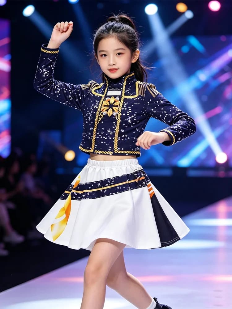 K-pop-Style Childrens Glittery Performance Costumes Ideal for Childrens Day Halloween School Performances And Role-Play Activiti