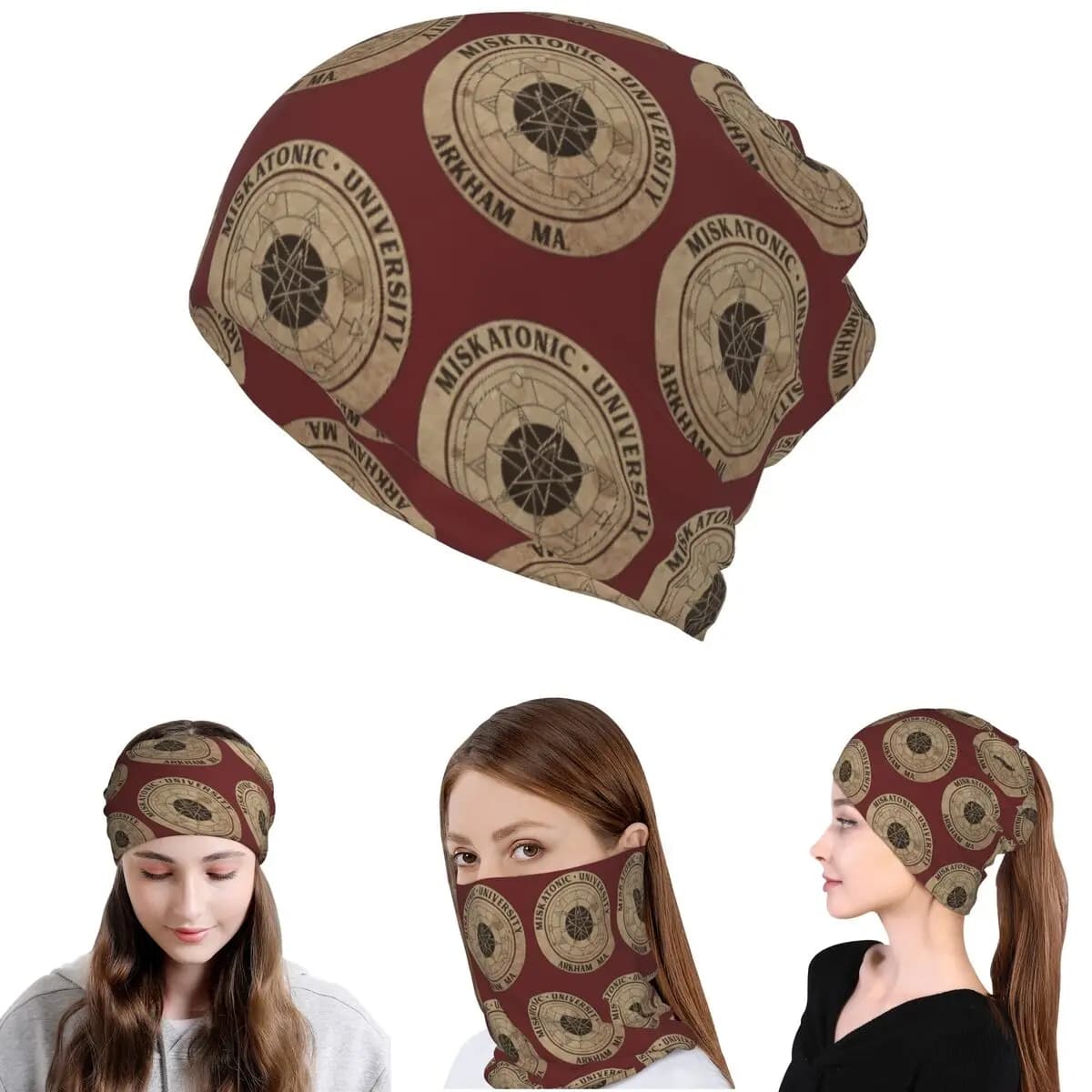Miskatonic University Bandana Neck Gaiter Mask Scarf Multi-use Cycling Scarf Beanies Hat Unisex Adult Windproof