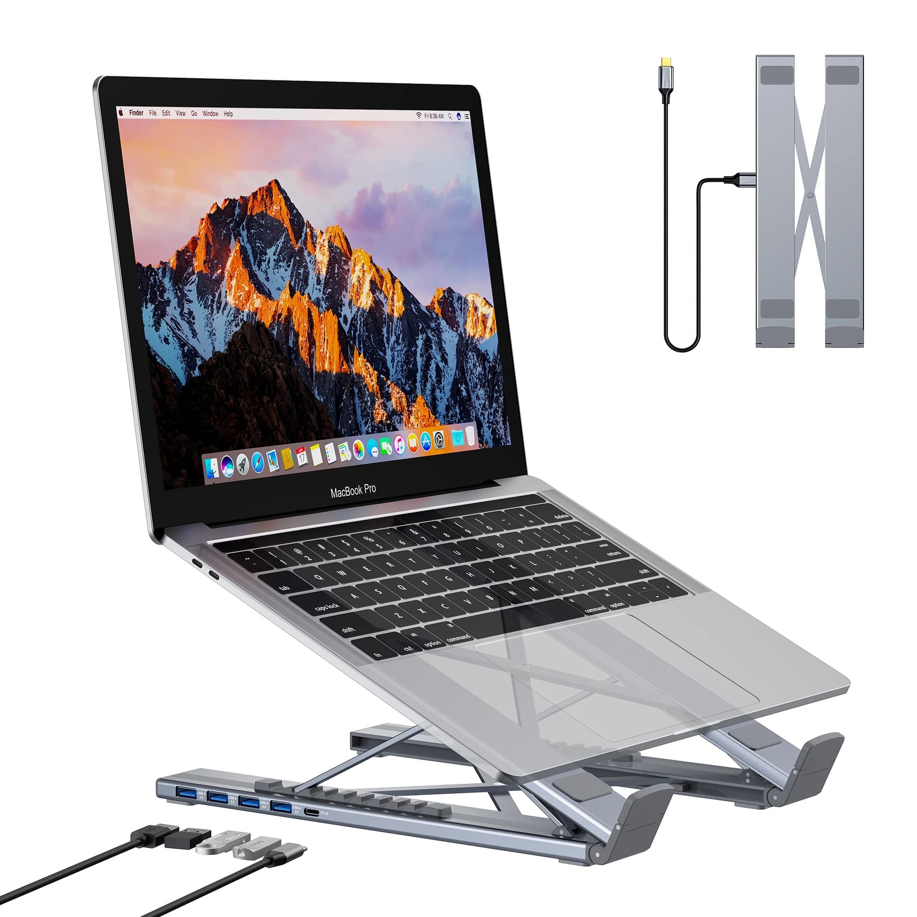 Supporto Docking Station per Computer Portatile, Supporto per Tablet, HUB di Espansione Cinque-in-Uno, Compatibile con Laptop e Tablet, Durevole