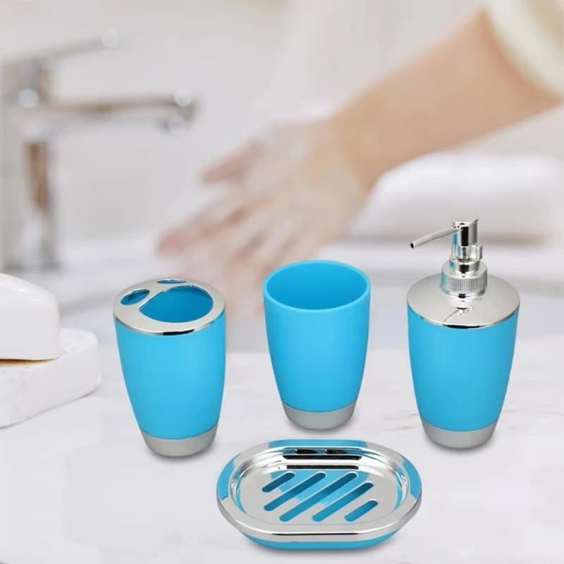 E8BD 4 Piece Bathroom Essential Set Plastic Organizers Space Efficient Easy Maintenance Washing Cup Toothbrush Holder