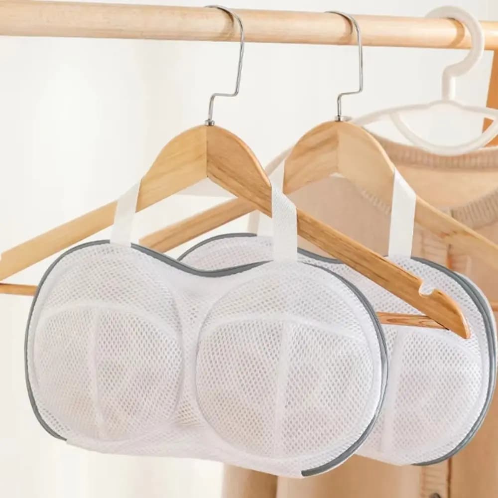 Sacchetto per lavaggio reggiseni con chiusura a zip, anti-deformazione, con telaio di supporto interno, design a rete, a prova di perdite