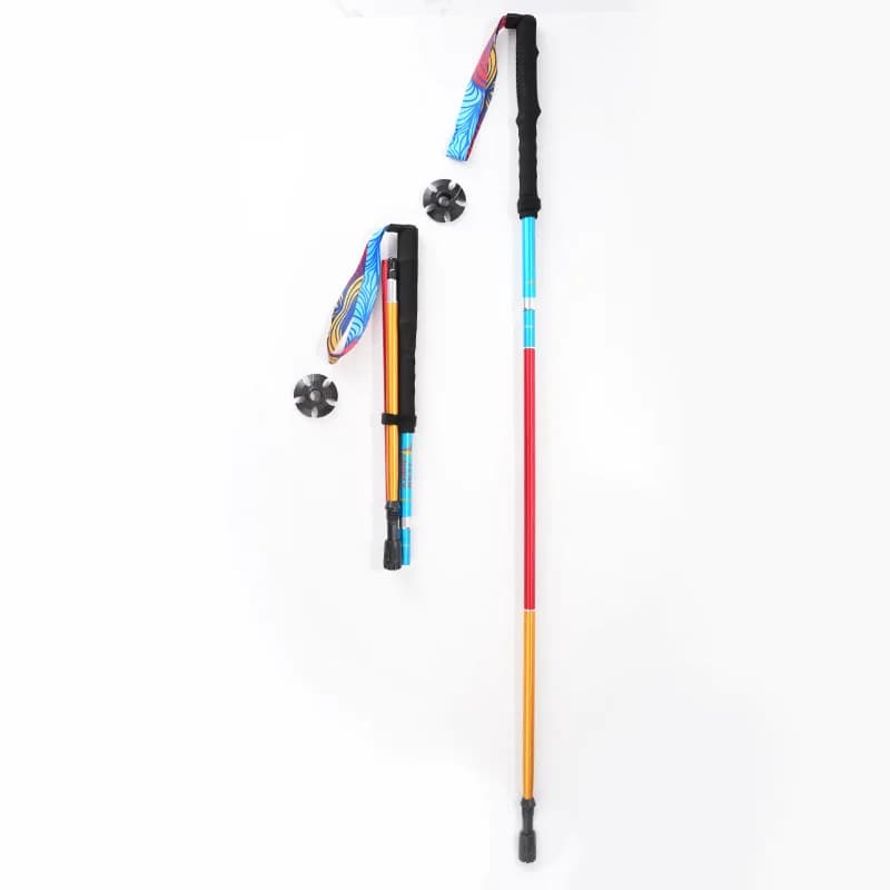 1 Pezzo Bastone Telescopico in Lega di Alluminio, Bastoni da Trekking Ultraleggeri con Ammortizzatore, Bastone da Passeggio, Alpenstock