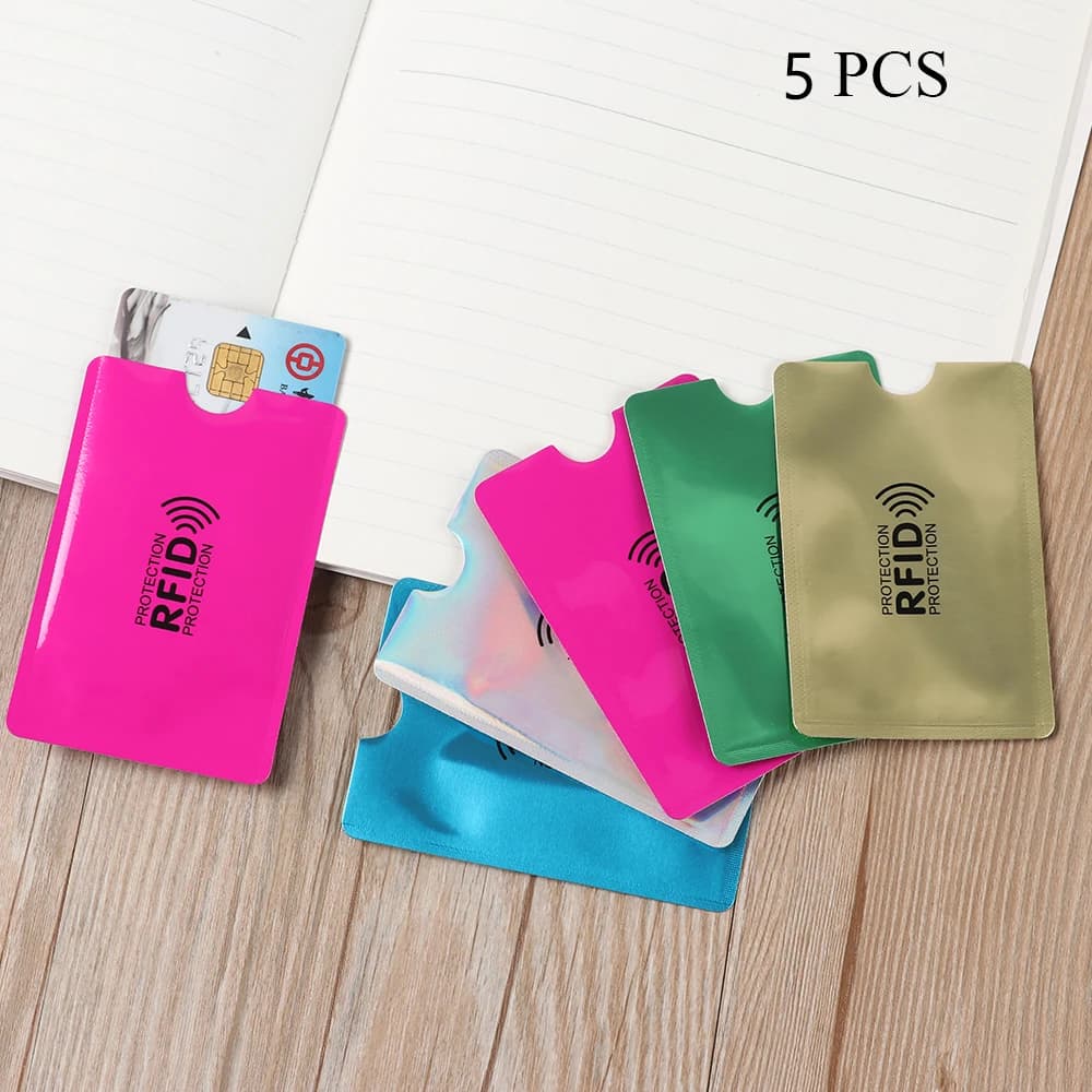 5Pcs Safety Aluminium Anti-theft Bank Card Holder RFID Blocking Protect Case Cover Sleeve Wallet