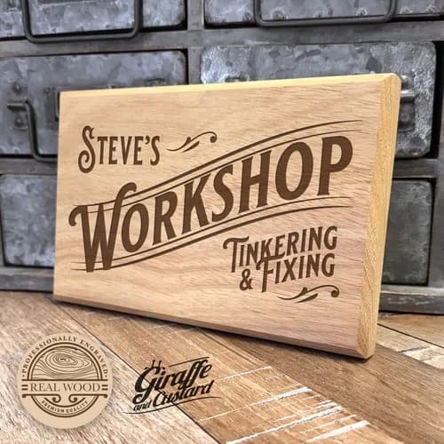 Insegna in Legno Personalizzata per Officina, Incisa al Laser, Decorazione per la Casa, Idee Regalo