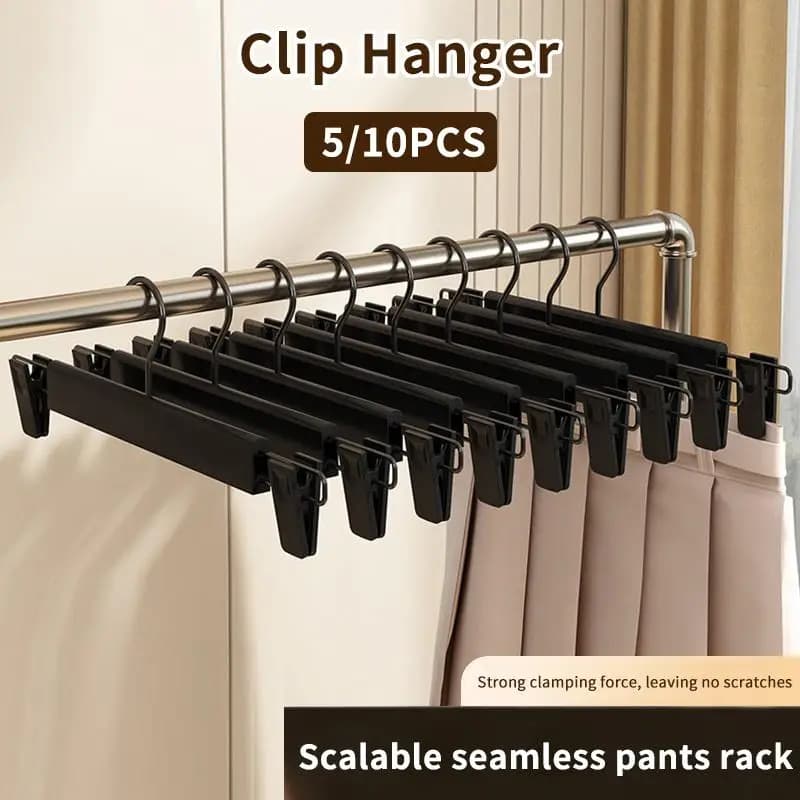 Space-Saving Skirt Holders 5/10Pcs Clothes Pants Hangers, Adjustable Clips Trouser Coat Garment Jeans Clothes Hangers
