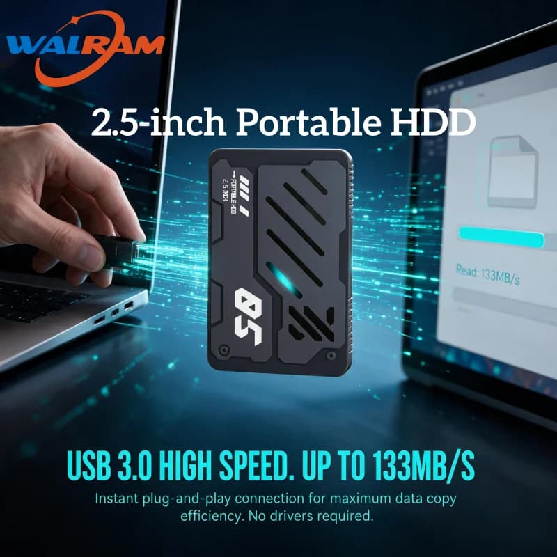 2.5 inch HDD External Hard Drive USB3.0 160GB 250gb 320gb 500gb 750gb 1tb Portable RGB Gaming HDD Storage for PC Mac Desktop Mac