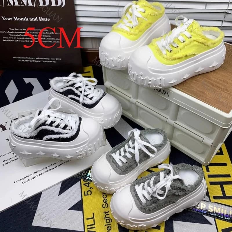 Casual Canvas Thick Bottom Women's Shoes Taotou Half Slippers For Ladies Outdoor Comfort No Slip Korean Style Female Footwears