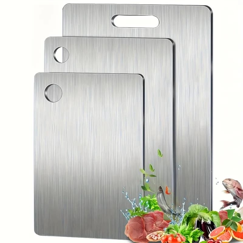 3Pcs Stainless Steel Cutting Boards Non Slip Kitchen Chopping Board Juice Groove Rustproof BPA Free Dishwasher Safe Boards Packs