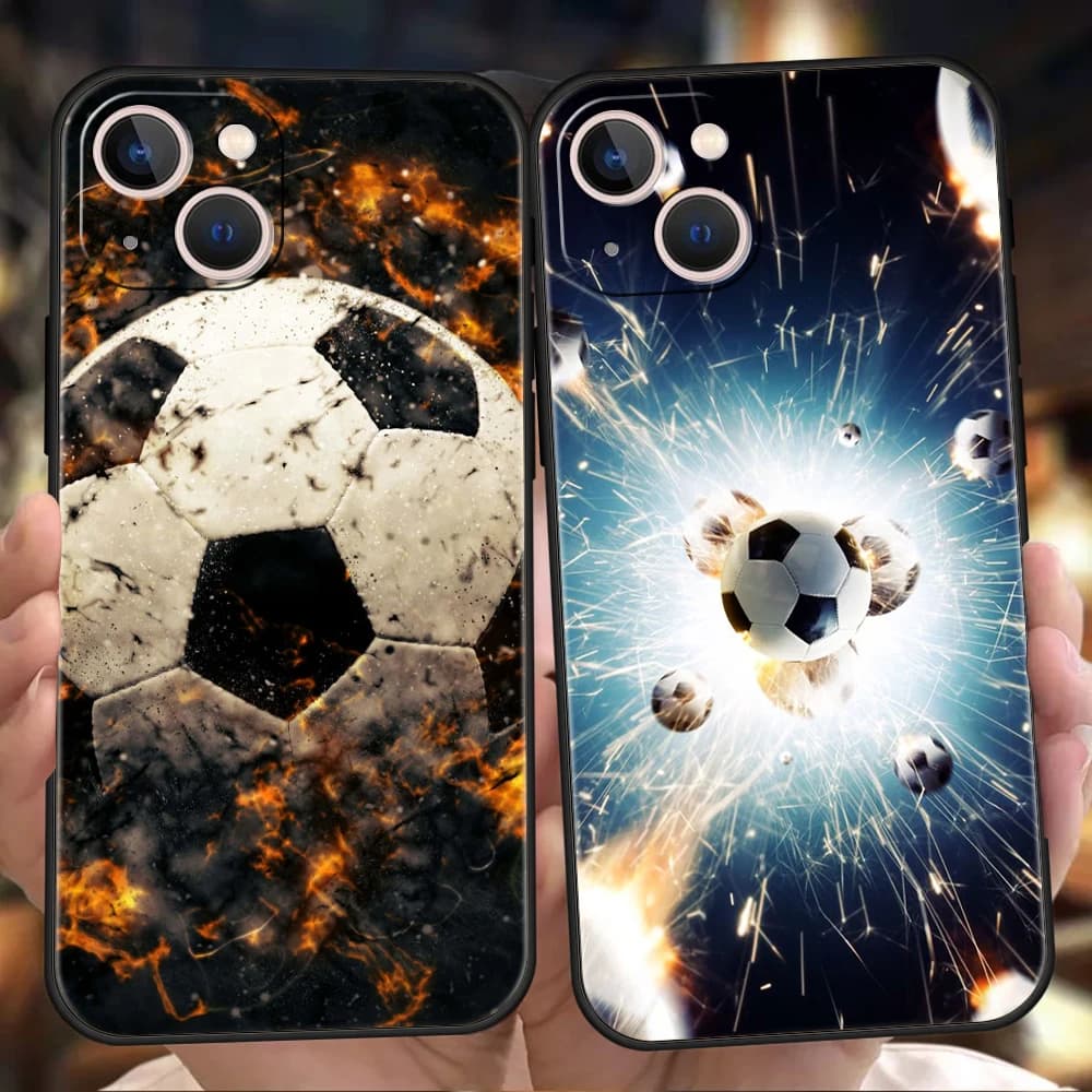 Custodia per telefono da calcio sportiva da calcio per iPhone 16 15 14 13 12 Pro Max XR XS 11 7 8 Plus borsa morbida in Silicone antiurto