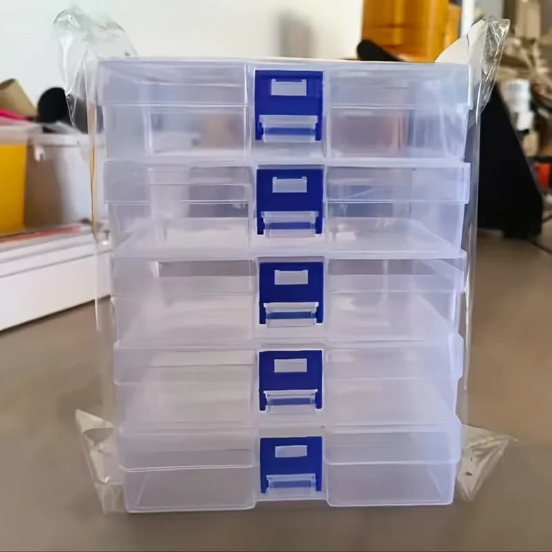 Transparent box with snap closure, rectangular box, component box, large storage space, PP plastic