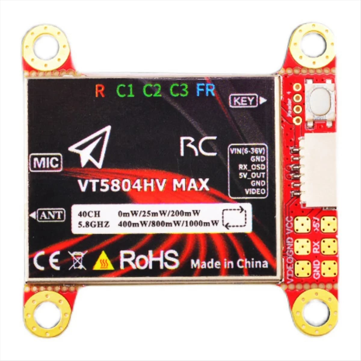 A51I Per VT5804HV MAX 5.8G 1W VTX 40CH FPV Trasmettitore Video Parametri di Regolazione OSD NTSC/PAL per FPV RC Drone
