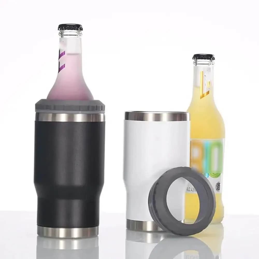 Boccale isolante termico per birra a doppio strato in acciaio inossidabile 14oz boccale di raffreddamento per birra sottovuoto con apribottiglie tazza isolata