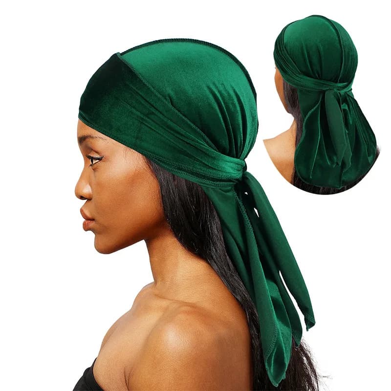 Unisex Men Women's Velvet Durags Bandana Turbante doo du straccio long tail Biker headwrap band pirate hat Hair accessories