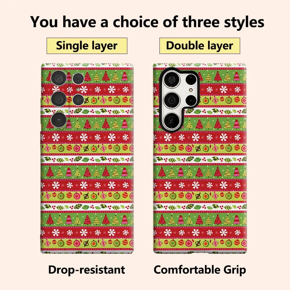 Christmas Striped Tile Luxury Fashion Full Lens Protective Case for Samsung Galaxy S26 S25 S24 A56 A36 Plus Ultra