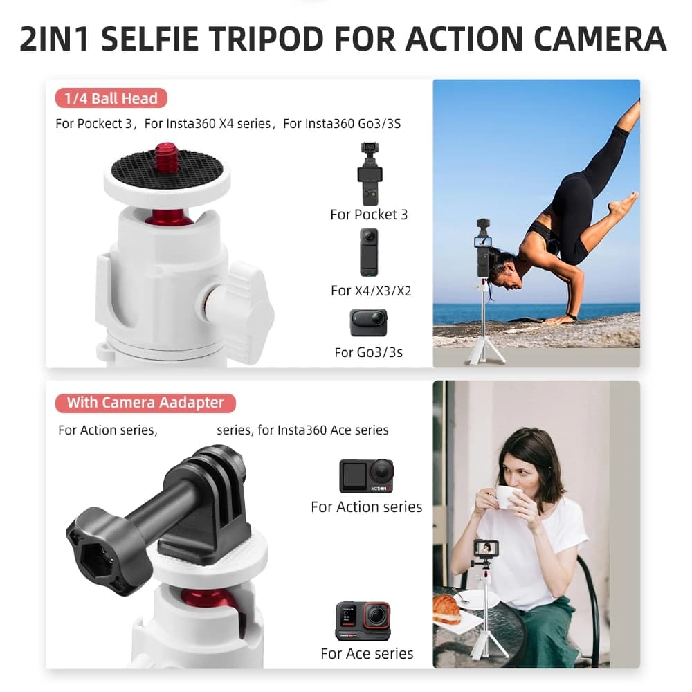 Extension rod for DJI POCKET 3, Treppiede X4, Selfie Auction, Accessories for Action 5pro