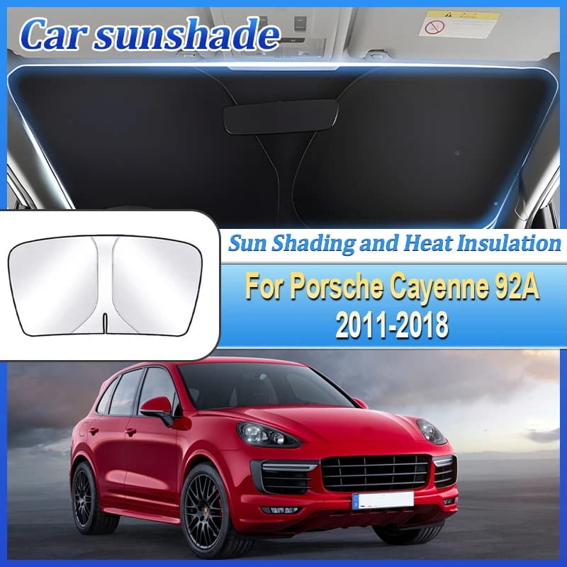 Auto Protezione Solare Per Porsche Cayenne 92A E2 2011 ~ 2018 Anti-Uv Anello In Acciaio Parabrezza Anteriore Parasole Privacy Blocchi Accessori