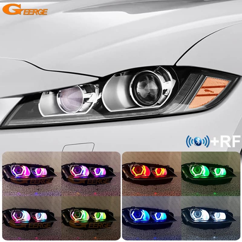Per Jaguar XJ XJR XF XFR XE F-Pace App Bluetooth Indicatori di direzione dinamici Multi Color RGB Led Angel Eyes Hex Halo Anelli