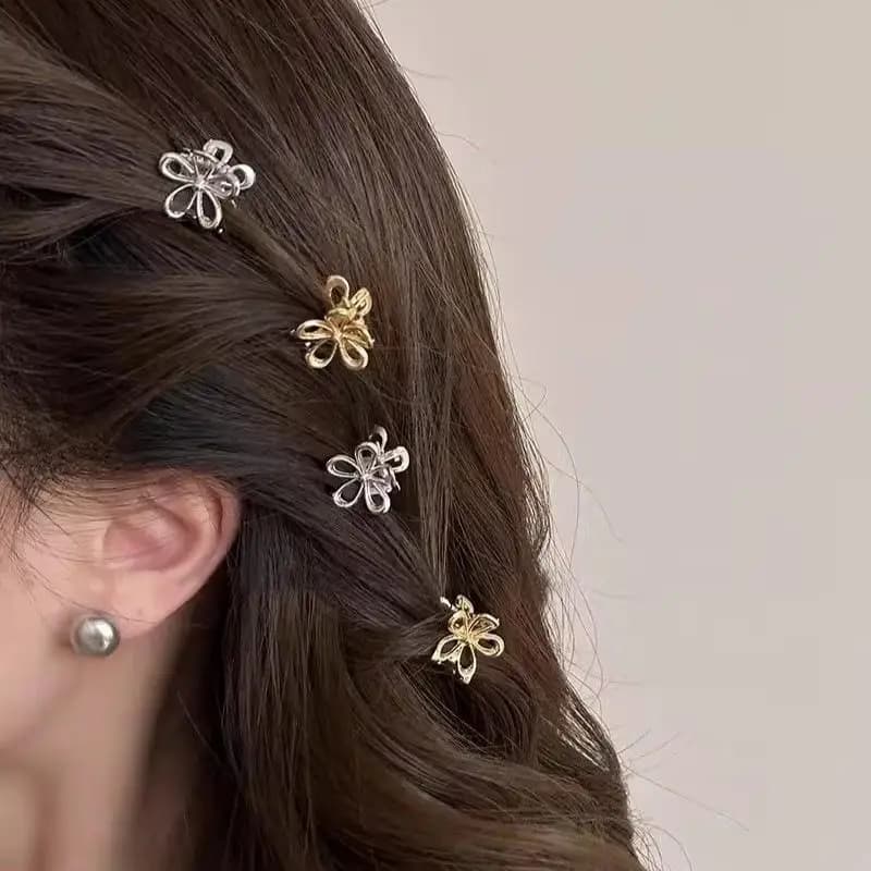 10pcs Mini Metal Hair Claw Clip Gold Silver Flower Butterfly Small Shark Clips Ins Korean Headwear For Women Hair Accessories