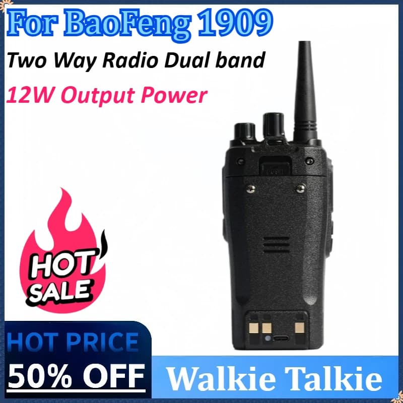 Walkie Talkie per BaoFeng 1909 12W Tipo C Ricarica Radio bidirezionale Dual band Ad alta potenza Radio FM Tx a lungo raggio BF888S UV - 82 UV5R