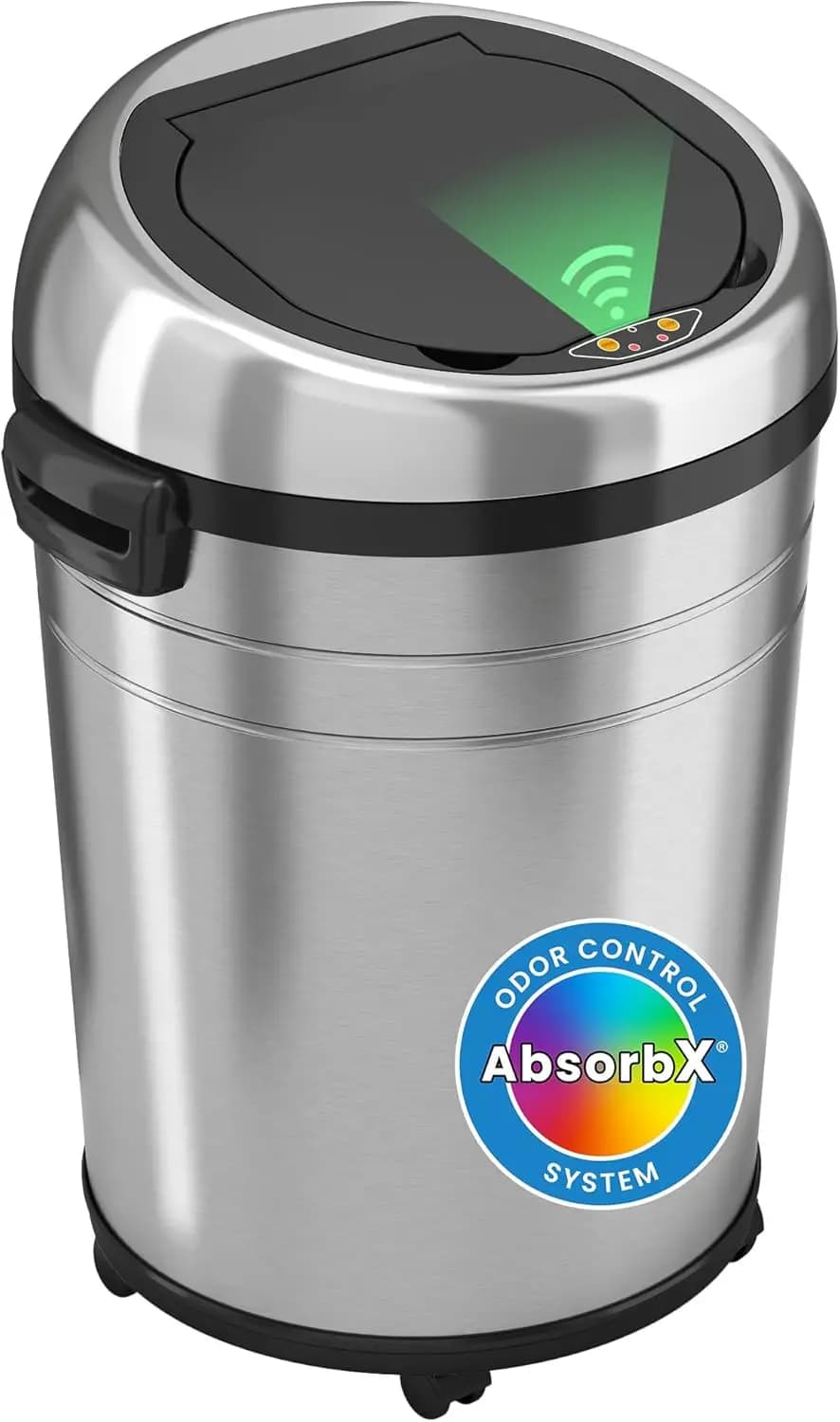 Cestino per Rifiuti con Sensore da 18 Galloni (68L) con Ruote, Bidone Automatico per Cucina in Acciaio Inossidabile