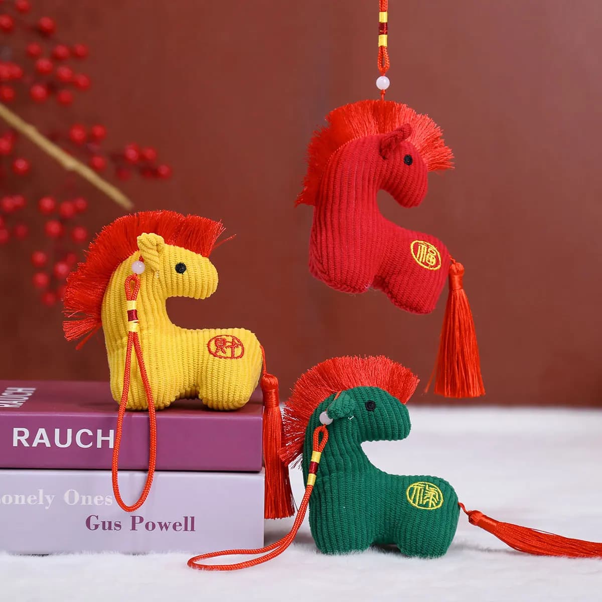 1pc Decorazione Piccolo Ornamento Cavallo Anno Mascotte Regalo Di Natale Peluche Pony Portachiavi Zodiaco Cavallo Farcito Bambola Giocattolo Ciondolo Borsa