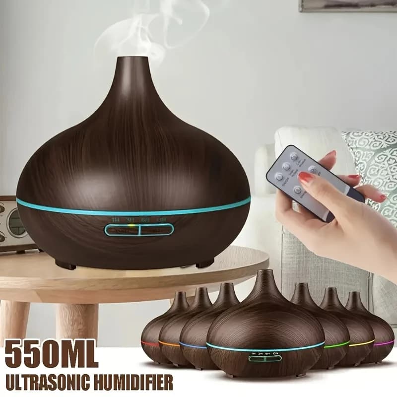 Diffusore per la casa Set da 6 oli, diffusore di oli essenziali da 550 ml con umidificatore ad ultrasuoni telecomandato Luce LED a 7 colori
