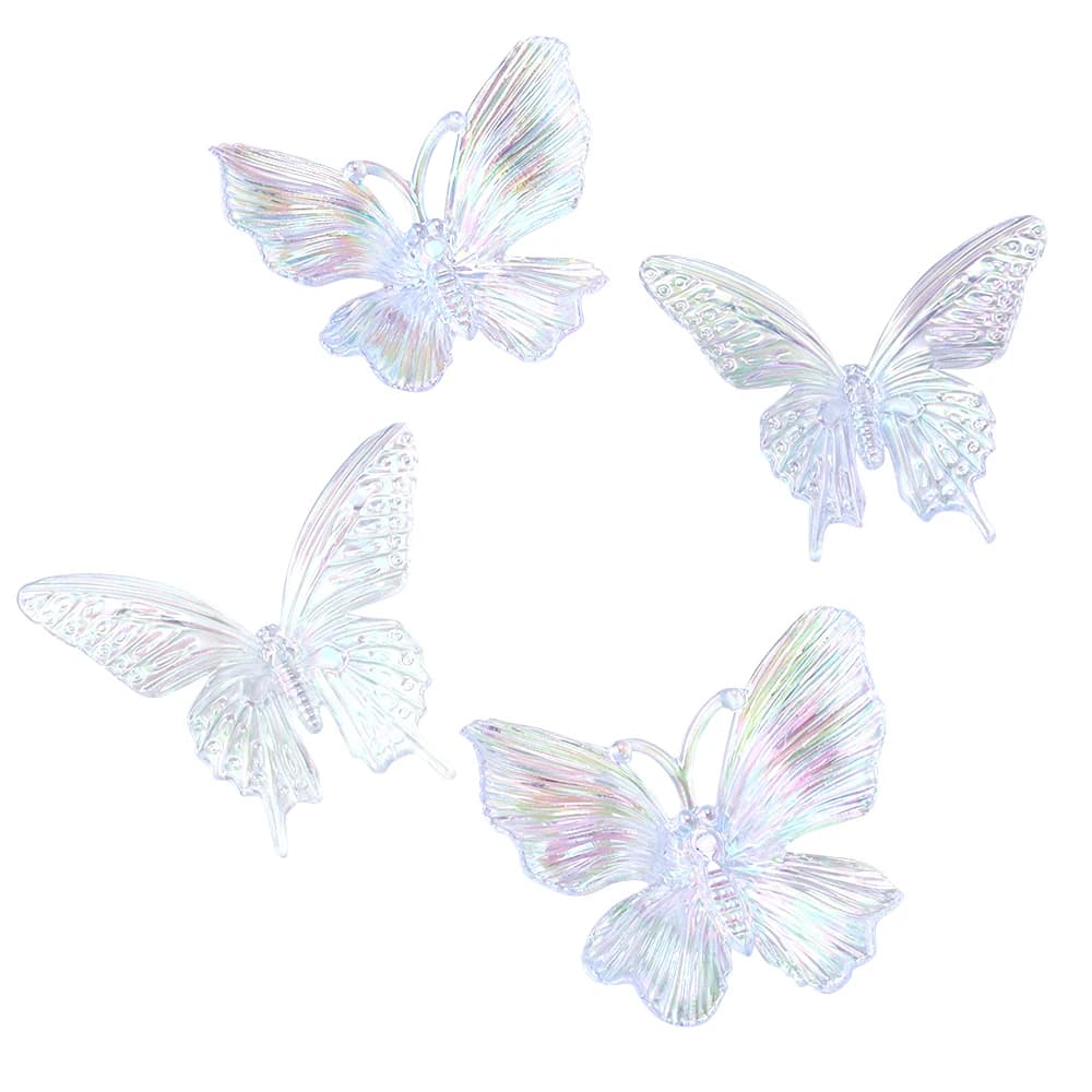 5Pcs/Lot Acrylic Plated Butterfly Charm Pendant For Jewelry Making Earrings Bracelet Necklace DIY Handmade Craft Accessories