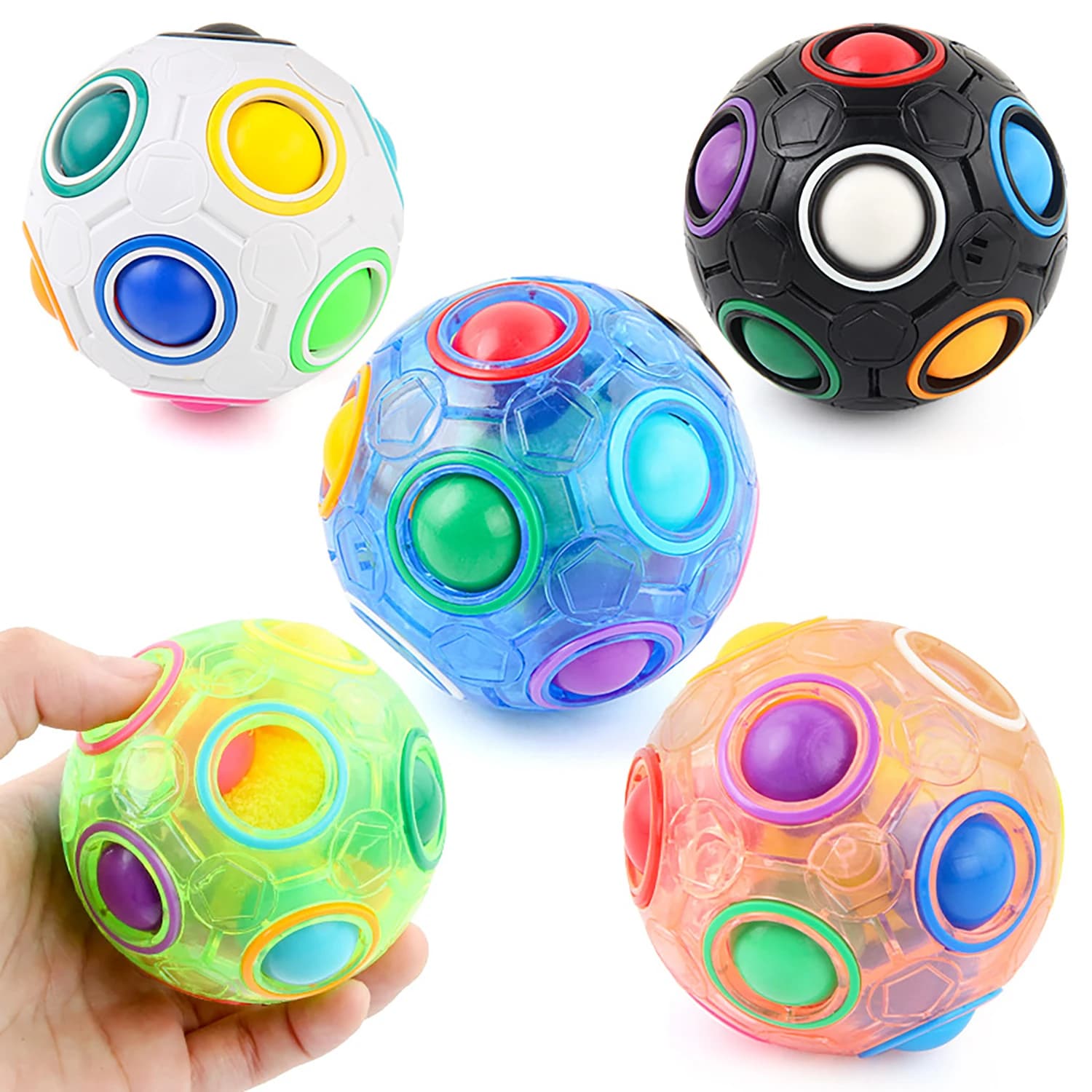 12 Hole Pressing Magic Ball Rainbow Ball Finger Football Alien Cube Finger Magic Ball Stress Relieving New Unique Toy