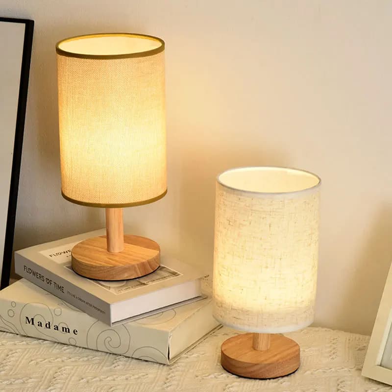 Small USB table lamp for bedside table lamps for bedside table with round desk reading lamp with fabric lampshade for children's room