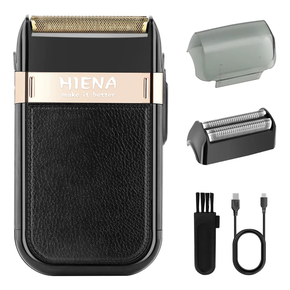 Rasoio Elettrico a Movimento Alternato HIENA per Uomo, Ricaricabile USB, Portatile con Testina Sostituibile, Trimmer per Barba Wet/Dry
