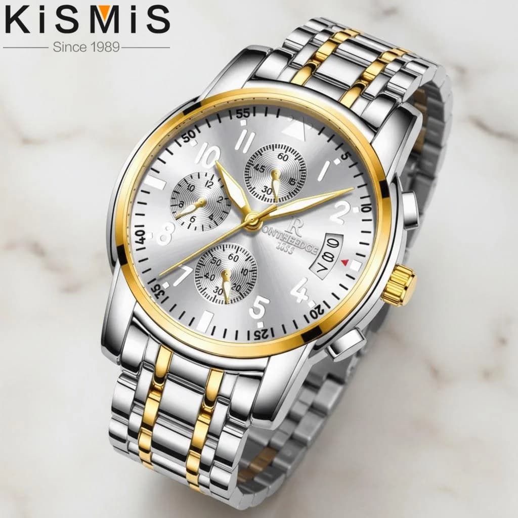 Orologio al Quarzo in Acciaio Inossidabile per Donne Quadrante Analogico Luminoso Resistente all'Acqua Classico con Calendario e Cronografo