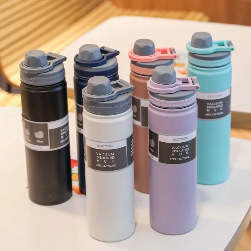 750ML Handheld Vacuum Tumbler Wide Mouth 304 Stainless Steel Flask Water Bottle Hot or Cold Direct Drinking Cup