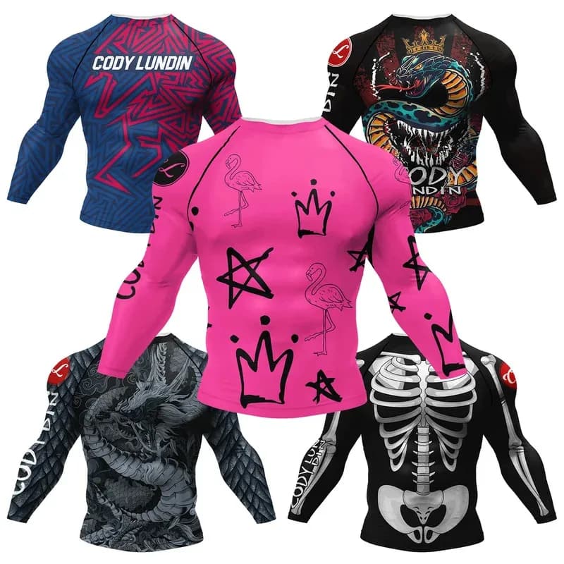 Cody Lundin Designer Men's cool sports shirts Jiu Jitsu Gi Rashguard 50 Cycling Race Top Compression gym t-shirt tattoo
