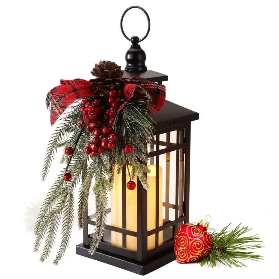 Christmas Decorative Lantern, Snow Globe, Christmas Decorations for Interior and Exterior, Candle Lights Lamping, for Dining Table and Fireplace