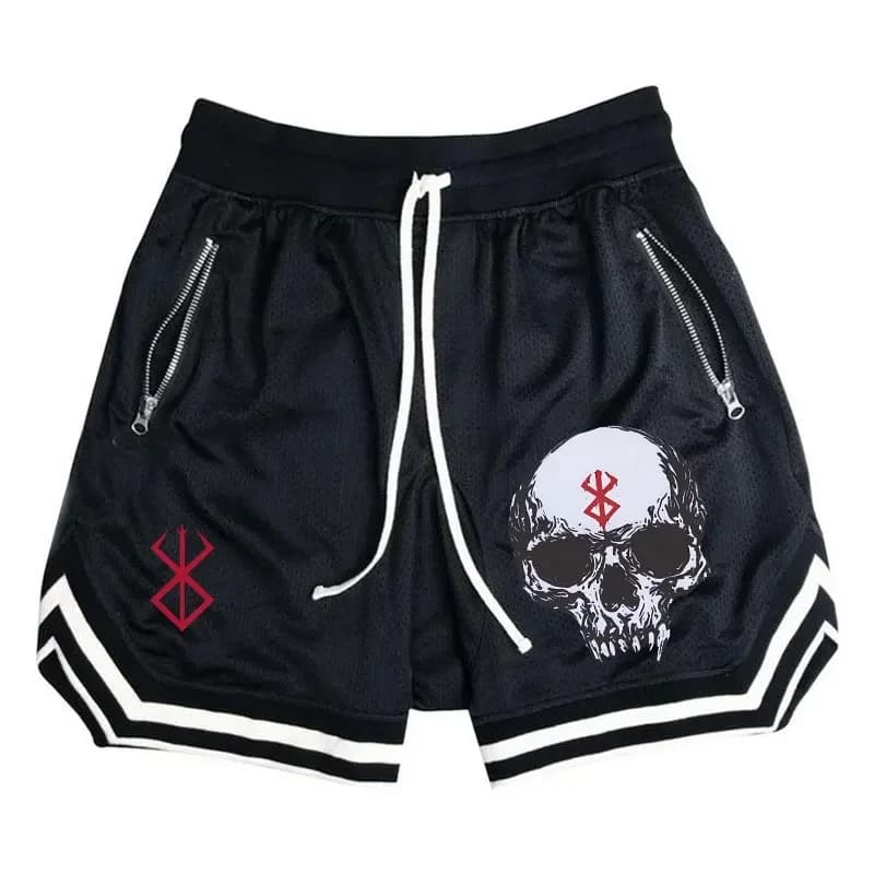 Pantaloncini da basket in rete Anime Berserk per uomo Cintura elastica Pantaloni larghi oversize Pantaloncini sportivi traspiranti per l'allenamento della corsa