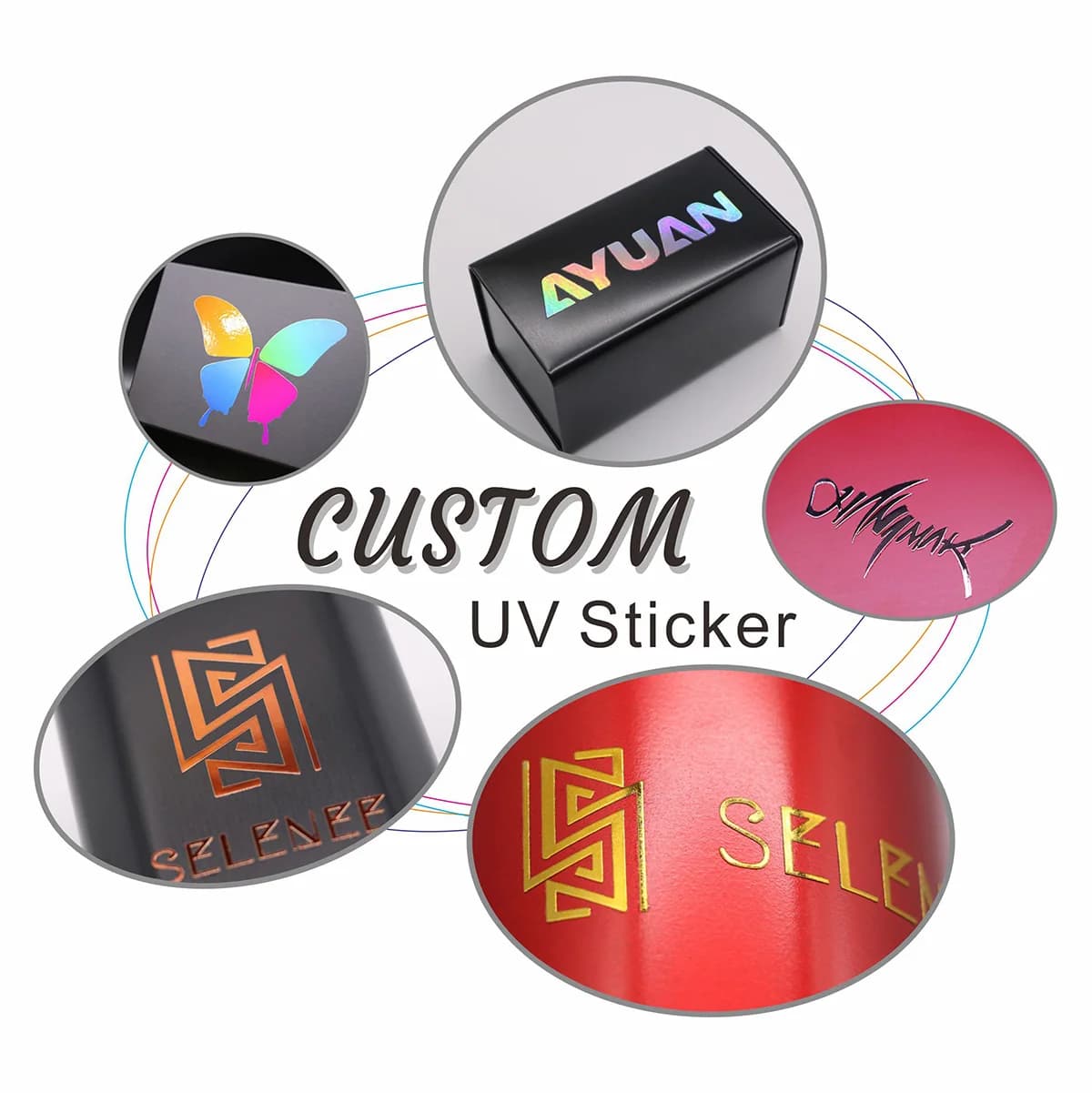 30Pcs adesivi UV personalizzati nome personale LOGO compleanno regalo di nozze immagine del marchio stampato etichette adesive colorate 3D