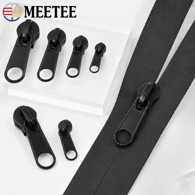 30Pcs 3-10# Reverse Nylon Zipper Slider Pull Zip Head for Jacket Bag Clothes Pocket Closure Repair DIY Sewing Accessories Kit