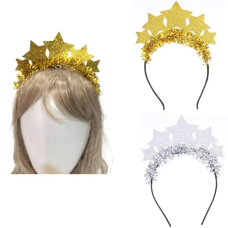 Natale Capodanno Festa Fascia Glitter Stella Cerchietto per capelli Accessori per capelli Carnevale Tinsel Fasce per capelli Decorazione