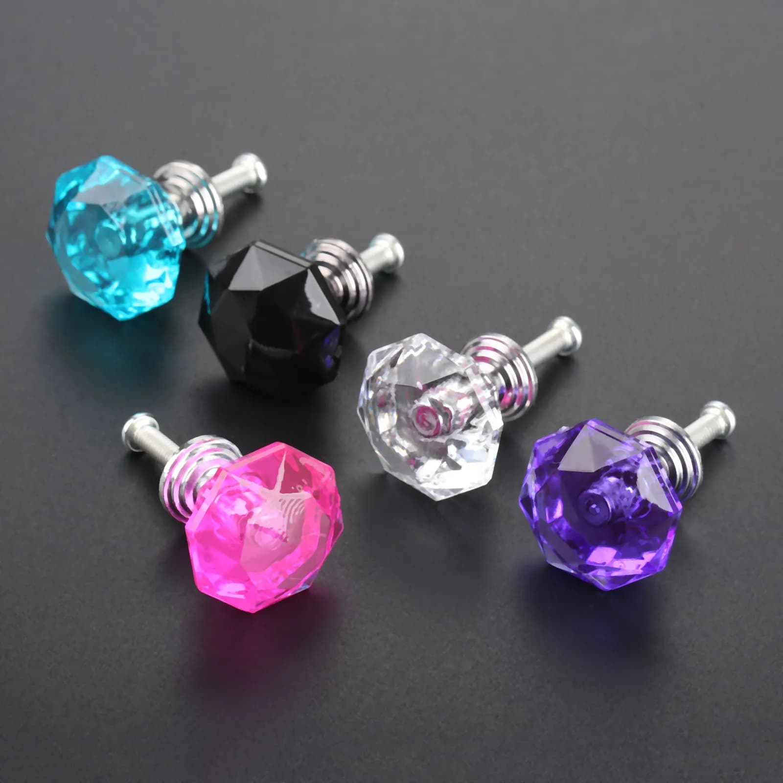 Maniglia per Mobile in Cristallo Elegante da 24mm, Pomello Trasparente per Cassetti, Armadi e Guardaroba, Mini Maniglie e Pomelli per Mobili