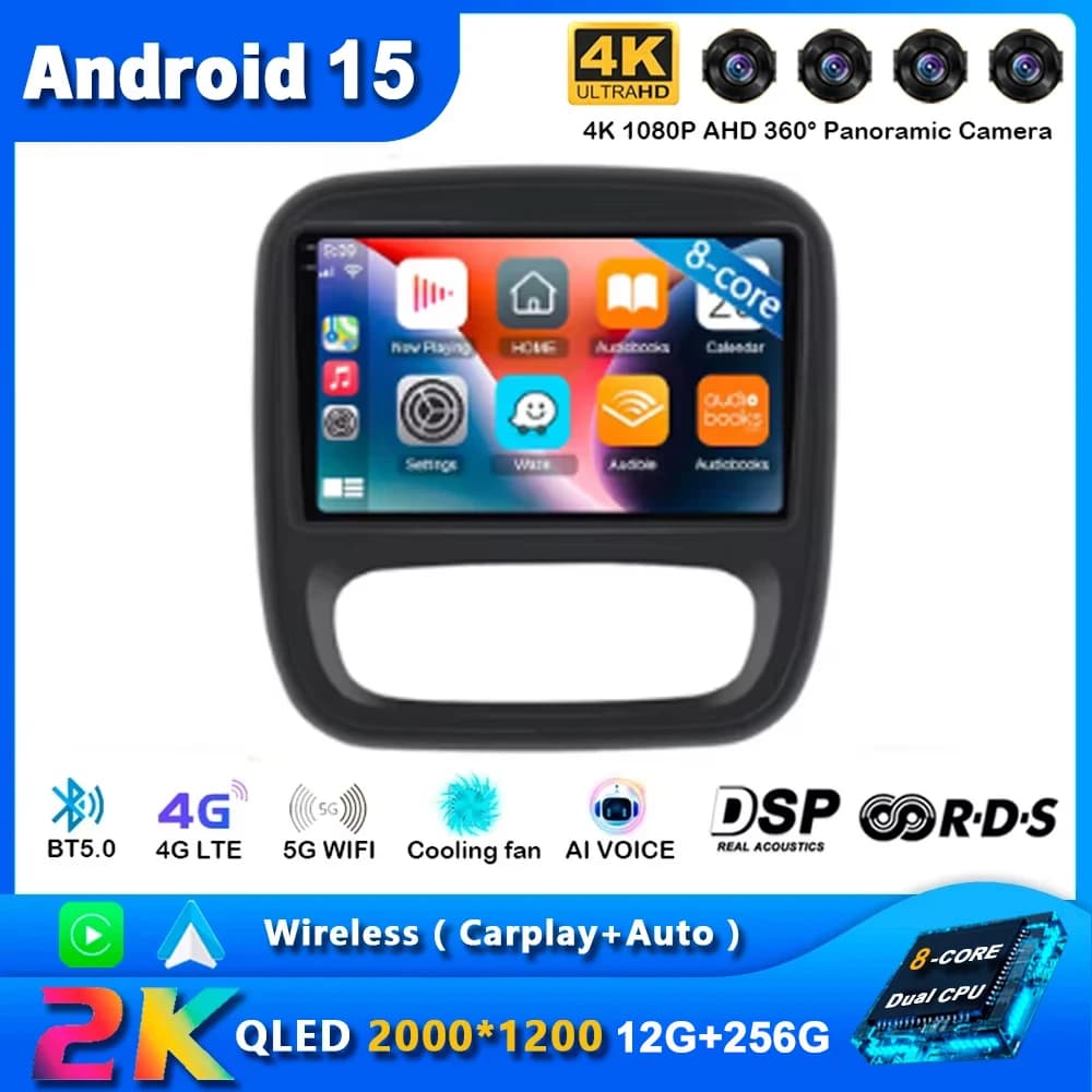 Android 15 For Renault Trafic 3 2014 - 2021 For Opel Vivaro B 2014 - 2018 Car reader Auto Radio Multimedia GPS Video Cam Dash BT