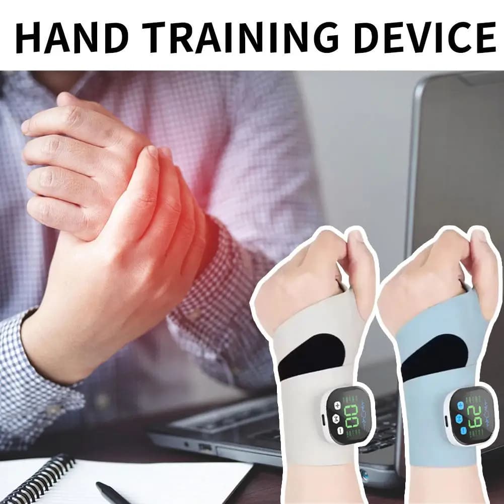 EMS Wrist Massager Brace, 10 Modes & 29 Levels Vibration Rechargeable Cordless Hand Massager for Fatigue Relief & Wrist Support