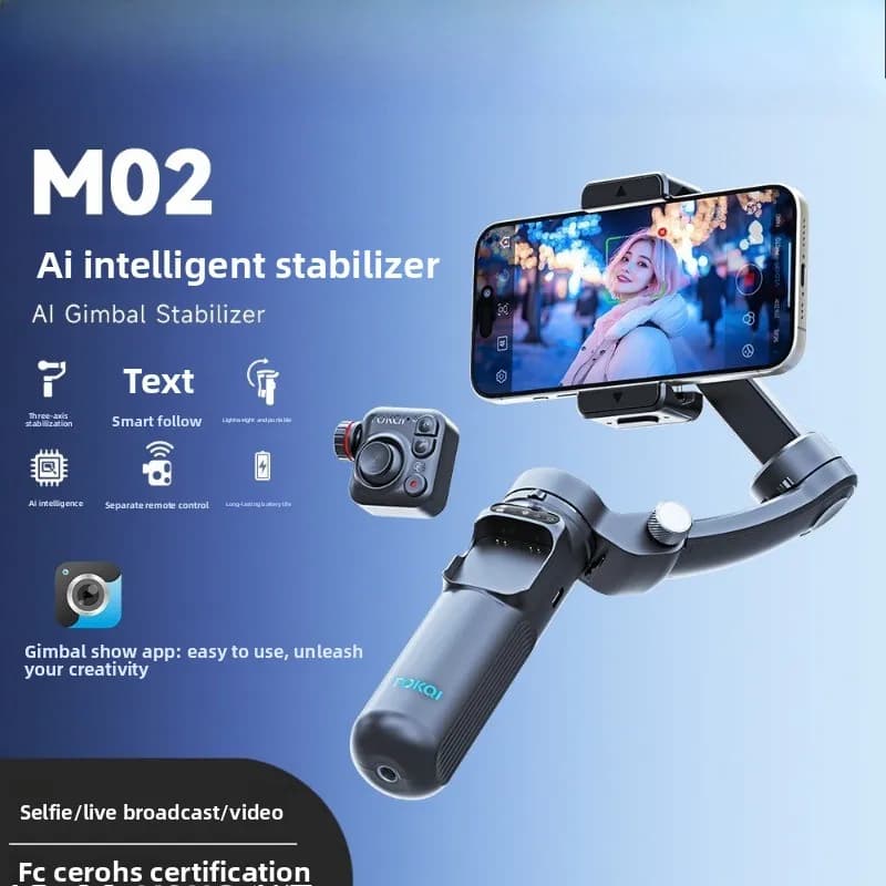 Stabilizzatore a tre assi per selfie stick cardanico per telefono cellulare M02 treppiede portatile per fotografia anti-vibrazione con tracciamento intelligente del viso